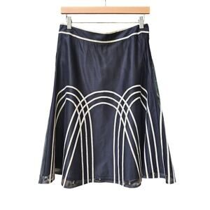 NWT Ann Taylor LOFT Vtg Y2K Art Deco Whimsy Twee Corp Mesh Overlay Midi Skirt 6p